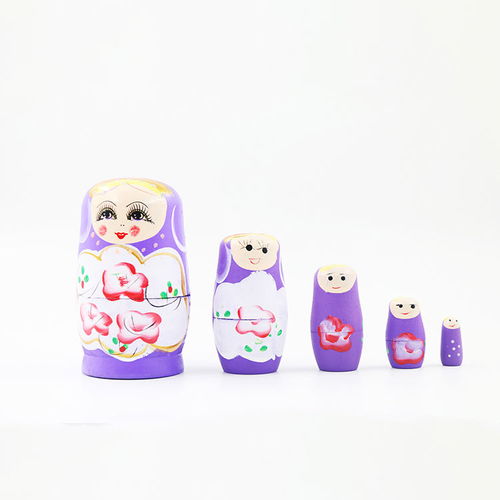 旅游工艺品 木制儿童玩具新款 俄罗斯金粉套娃 5层 景区热卖礼品
