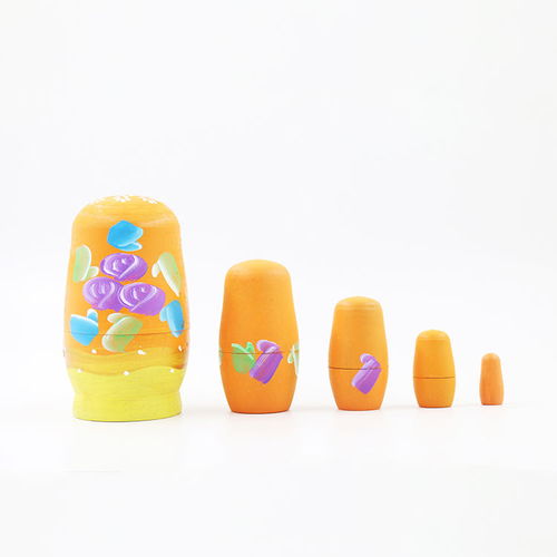 旅游工艺品 木制儿童玩具新款 俄罗斯金粉套娃 5层 景区热卖礼品